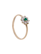 ANILLO FLOR ESMERALDA CENTRAL Y DIAMANTES