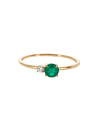 ANILLO ESMERALDA REDONDA Y DIAMANTE
