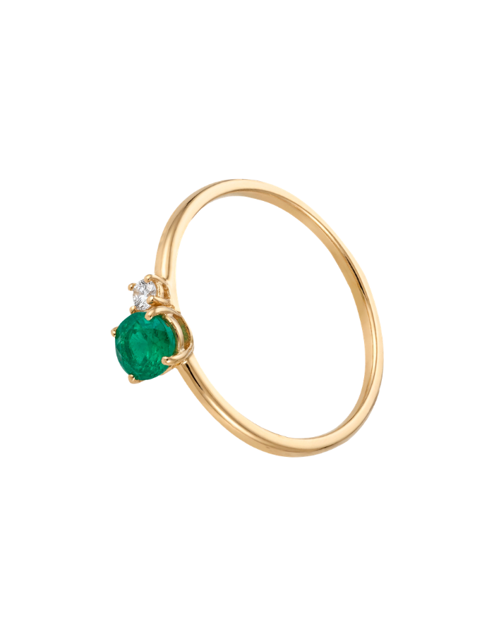 ANILLO ESMERALDA REDONDA Y DIAMANTE