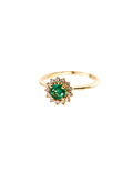 ANILLO ESMERALDA REDONDA CLUSTER DIAMANTES