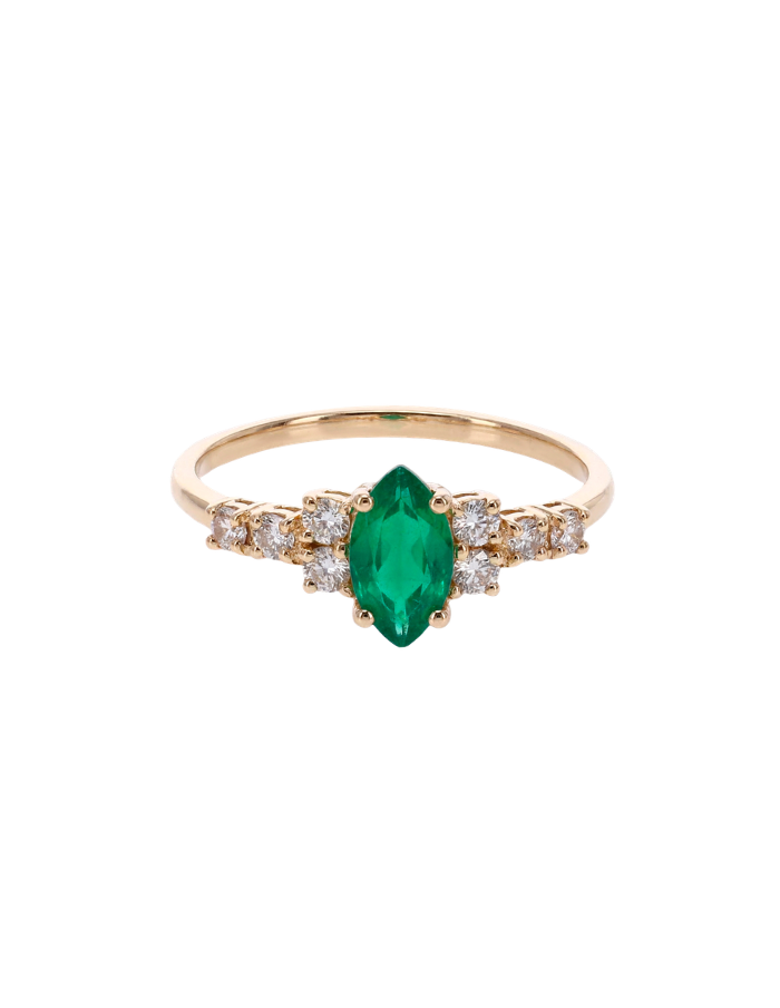 ANILLO ESMERALDA MARQUISSE DIAMANTES REDONDOS