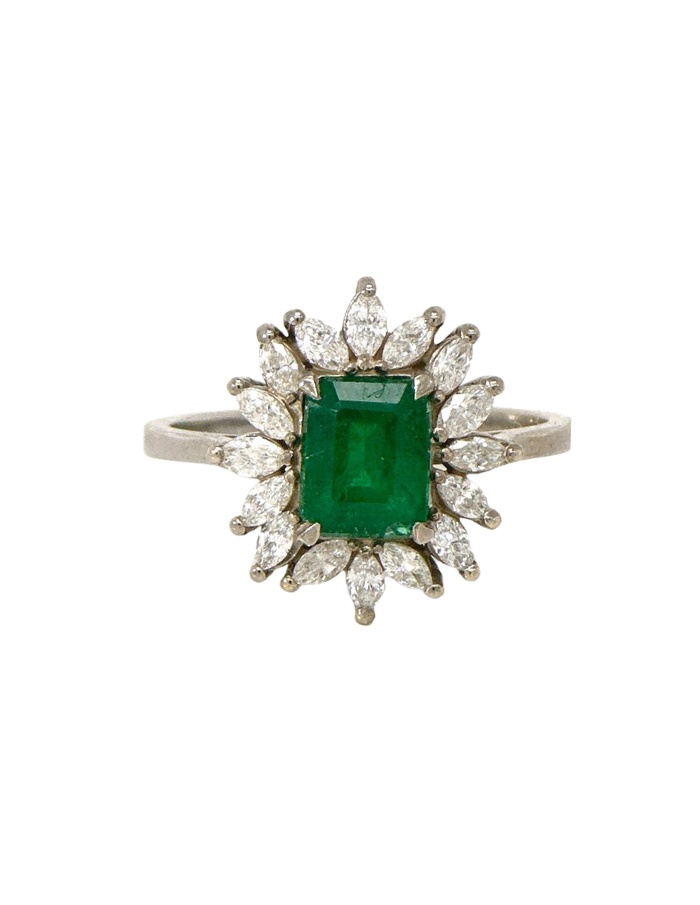 ANILLO ESMERALDA CUADRADA DIAMANTES MARQUISSE