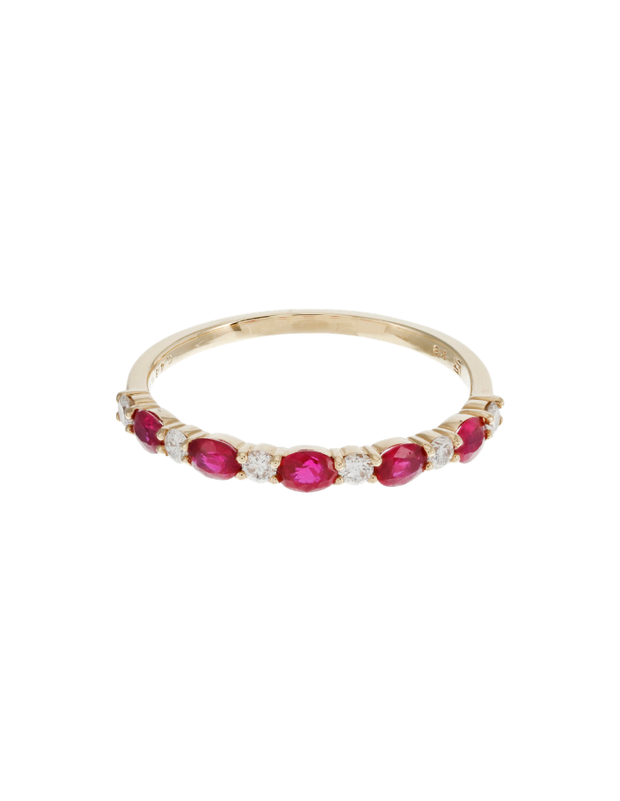 ANILLO RUBÍS OVALADOS Y DIAMANTES REDONDOS