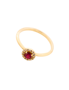 ANILLO RUBI REDONDO Y HALO DIAMANTES
