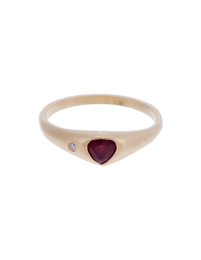 ANILLO RUBI CORAZóN CON MINI DIAMANTE