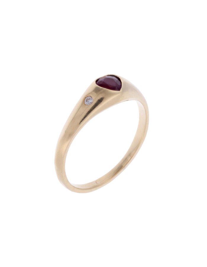 ANILLO RUBI CORAZóN CON MINI DIAMANTE
