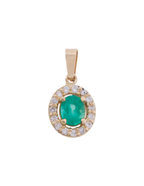 DIJE ESMERALDA OVALADA HALO DIAMANTES