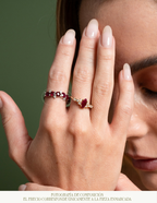 ANILLO RUBíS Y DIAMANTES REDONDOS