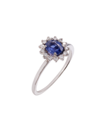 ANILLO ZAFIRO OVALADO CLUSTER DIAMANTES