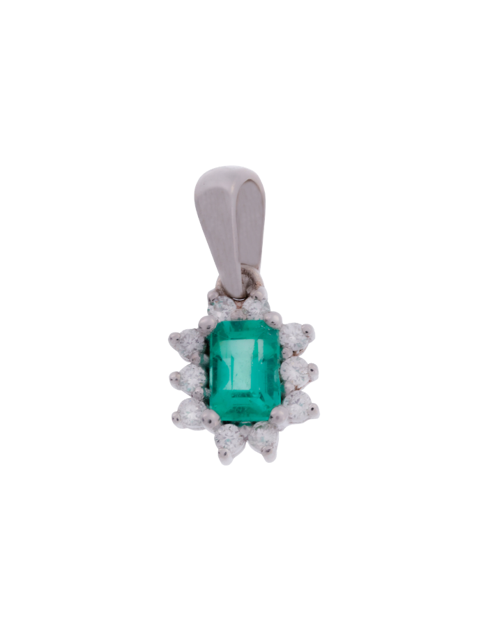 DIJE ESMERALDA CUSHION DIAMANTES