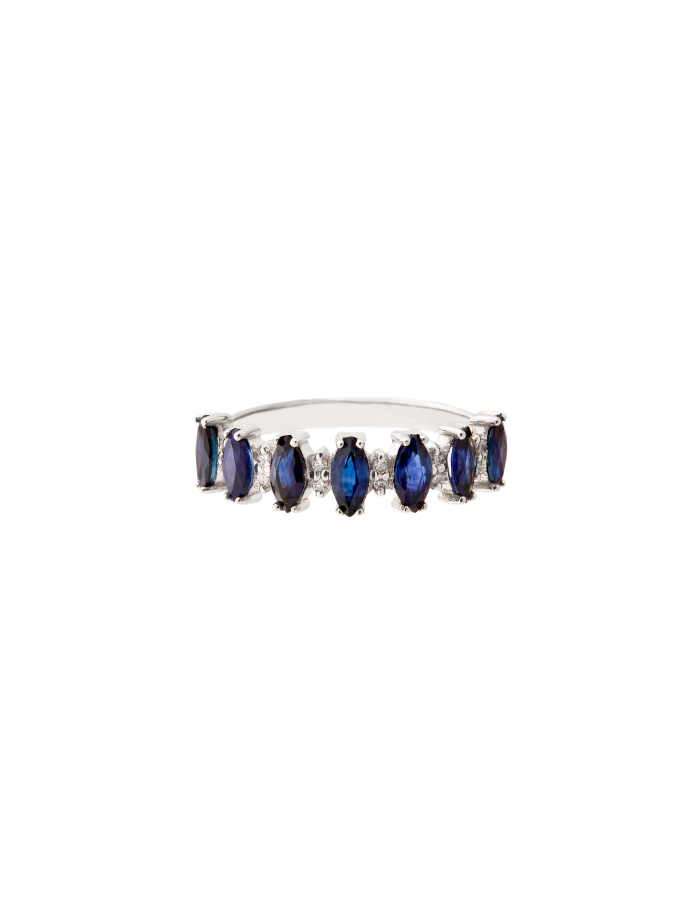 ANILLO ZAFIROS MARQUISSE Y DIAMANTES REDONDOS