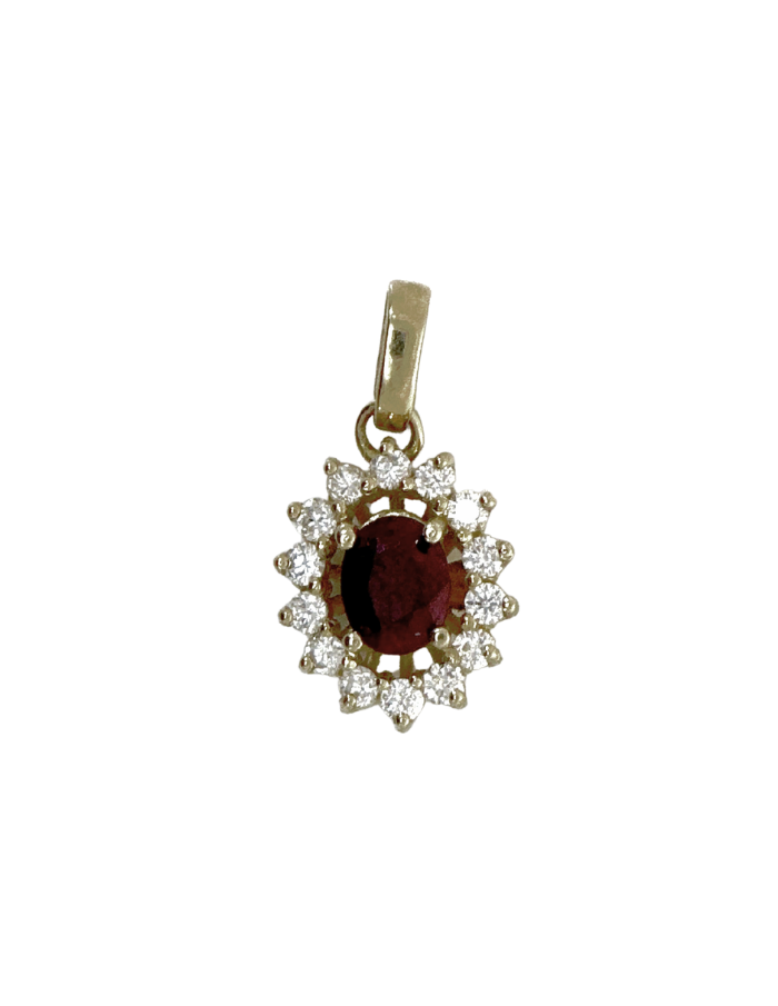 DIJE RUBí OVALADO CLUSTER DIAMANTES