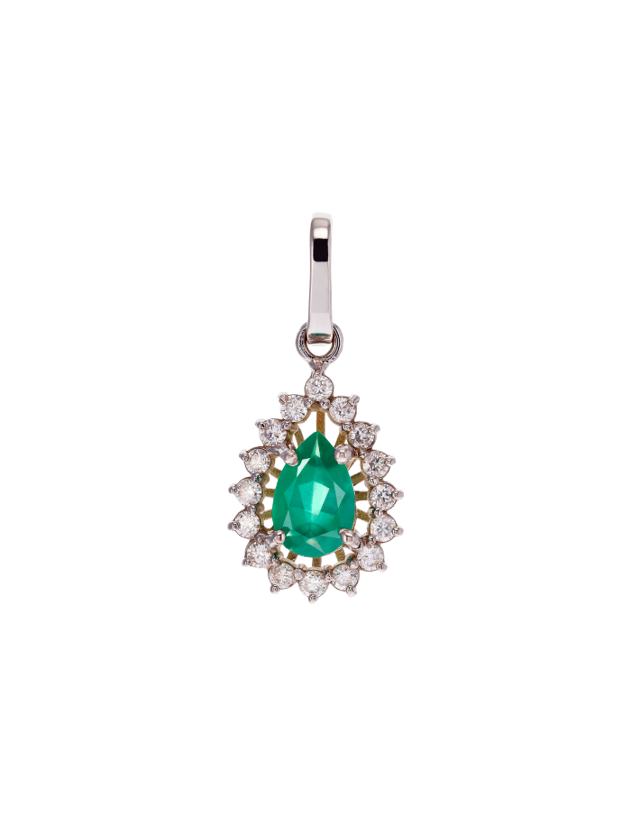 DIJE GOTA ESMERALDA CLUSTER DIAMANTES