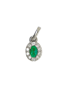 DIJE ESMERALDA OVALADA HALO DIAMANTES