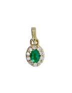 DIJE ESMERALDA OVALADA HALO DIAMANTES