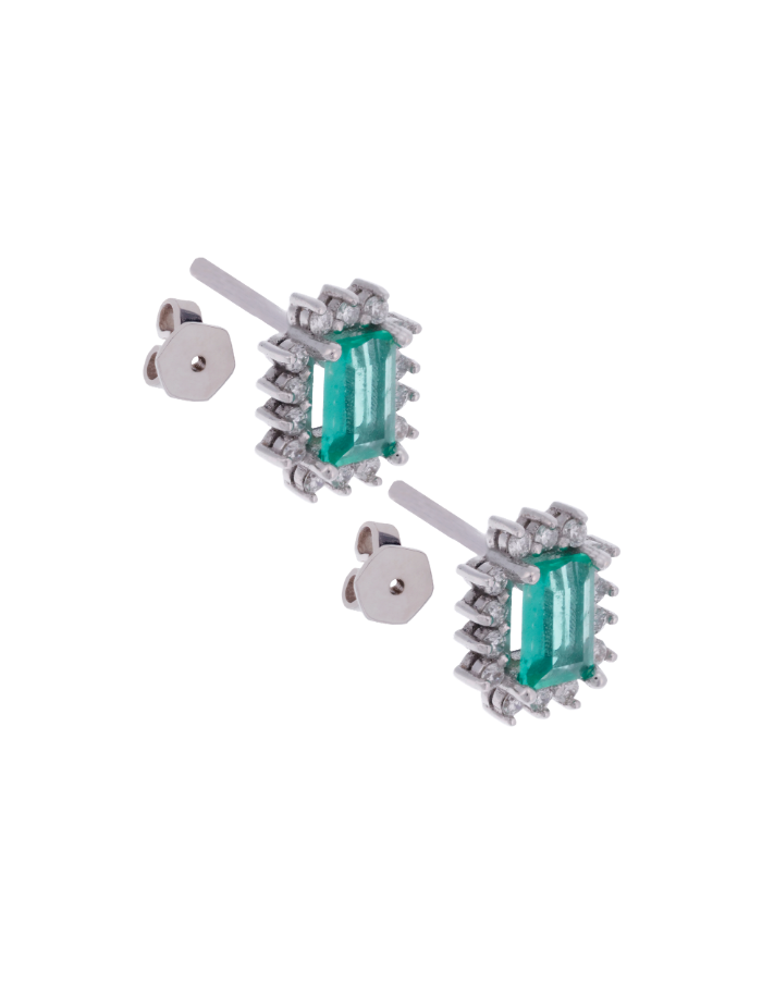 PAR DE ESMERALDAS CUSION DIAMANTES