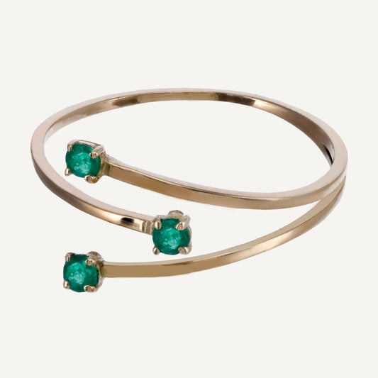 ANILLO ESMERALDA PUNTAS ORO AMARILLO 18K