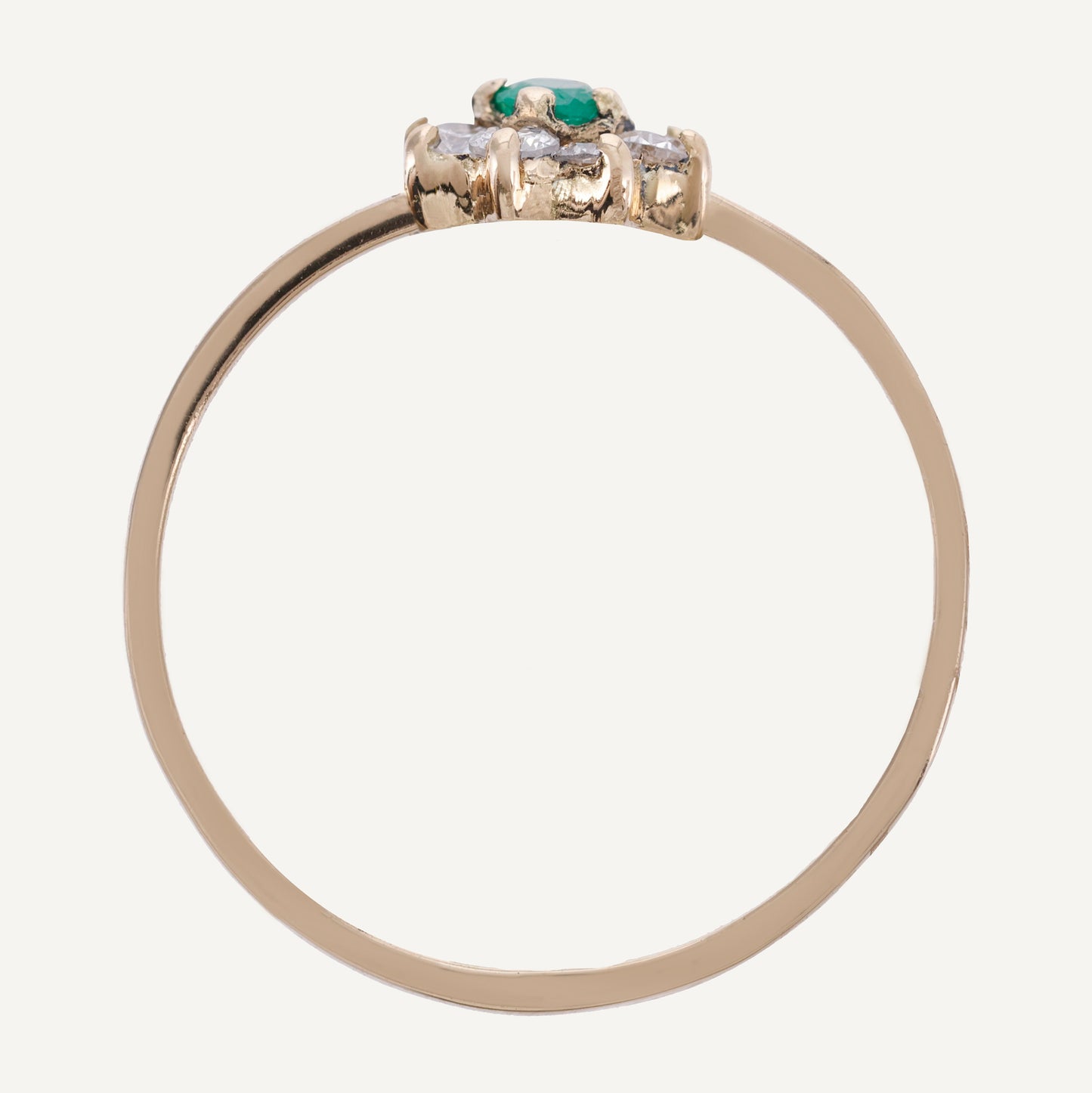 ANILLO FLOR ESMERALDA Y DIAMANTES
