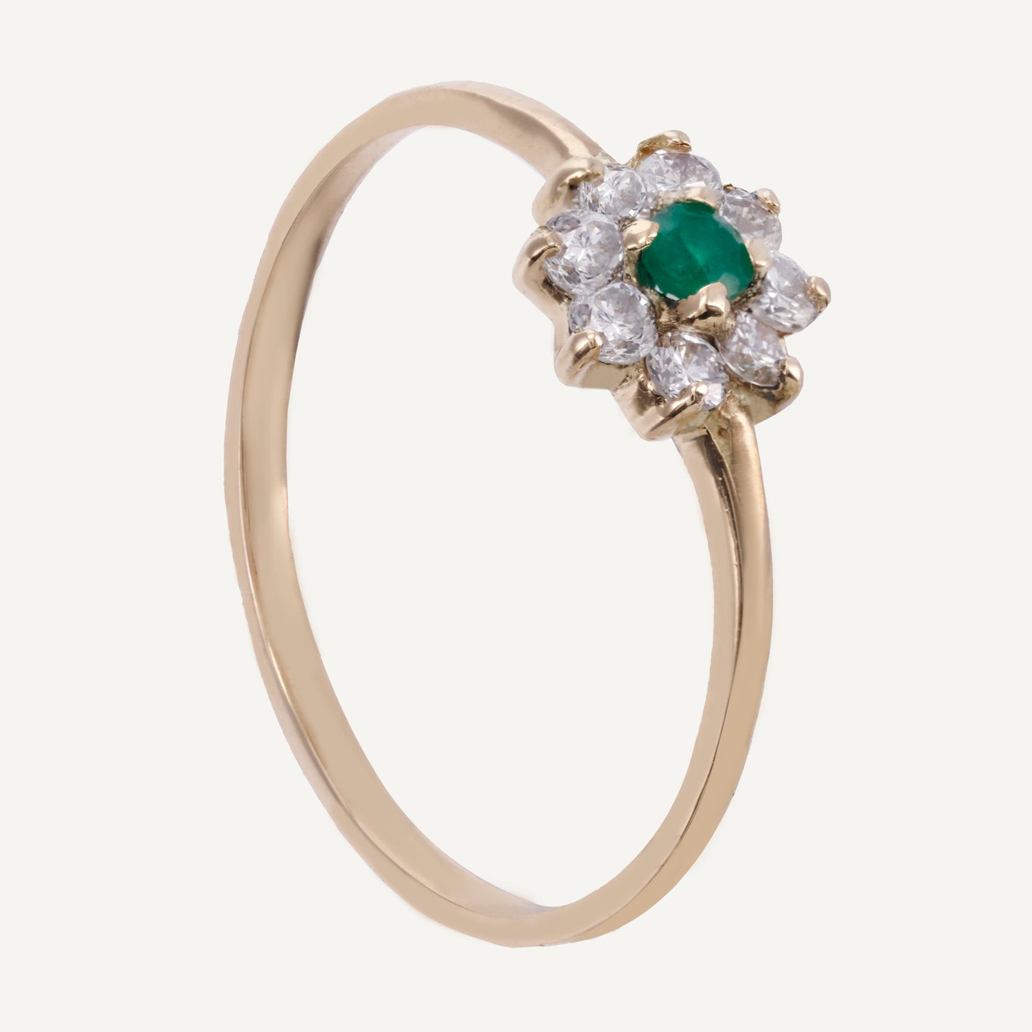 ANILLO FLOR ESMERALDA Y DIAMANTES