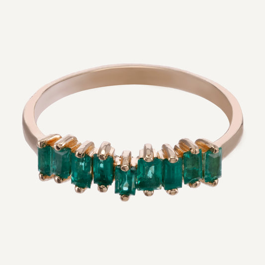 ANILLO BAGUETTES ESMERALDAS ESCALONADO