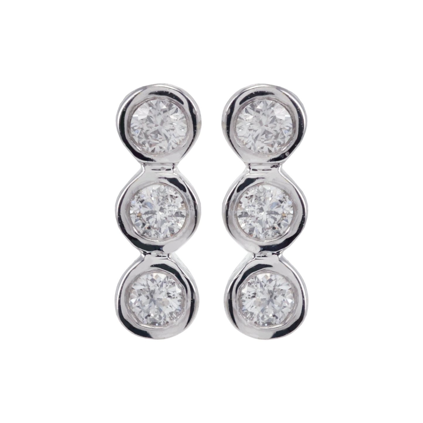 ARETES BEBE 3 DIAMANTICOS ORO 18K