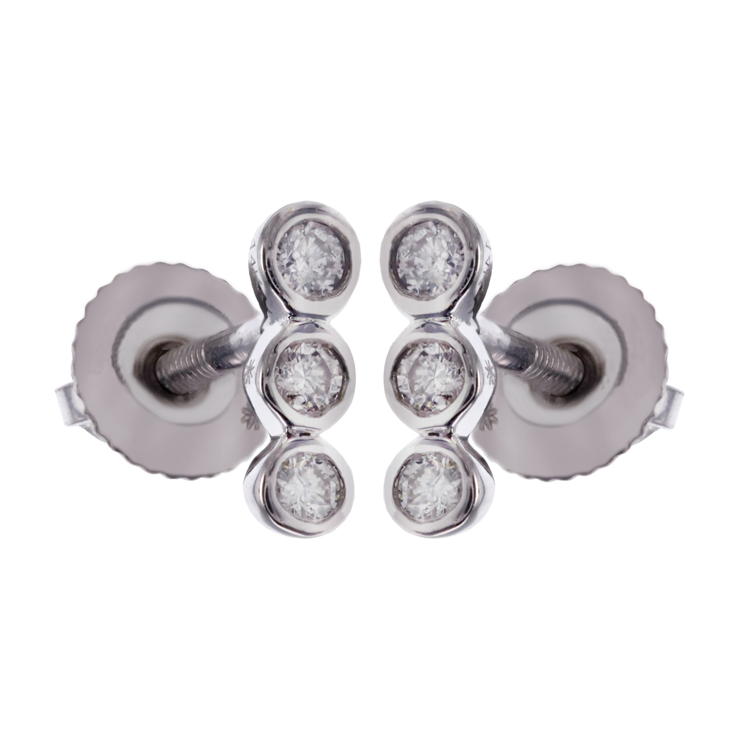 ARETES BEBE 3 DIAMANTICOS ORO 18K