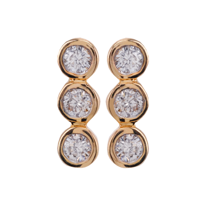 ARETES BEBE 3 DIAMANTICOS ORO 18K