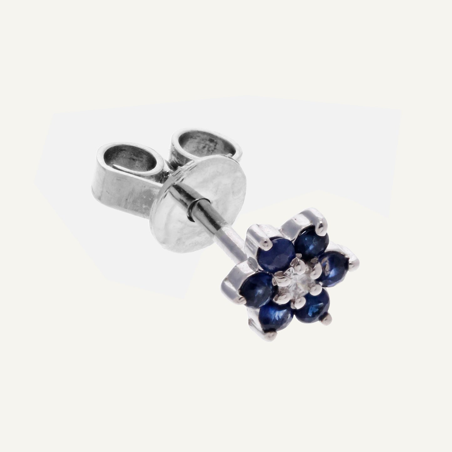 ARETE FLOR DIAMANTE Y ZAFIROS