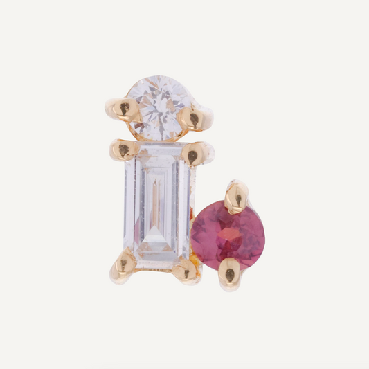 ARETA DIAMANTES Y RUBÍ ORO 18K