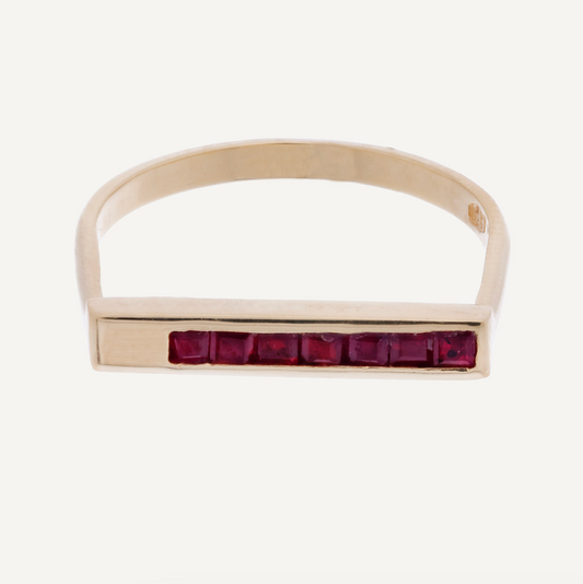 ANILLO PLANO RUBÍS ORO 18K
