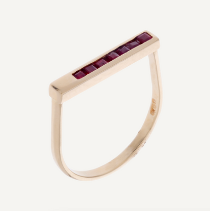 ANILLO PLANO RUBÍS ORO 18K