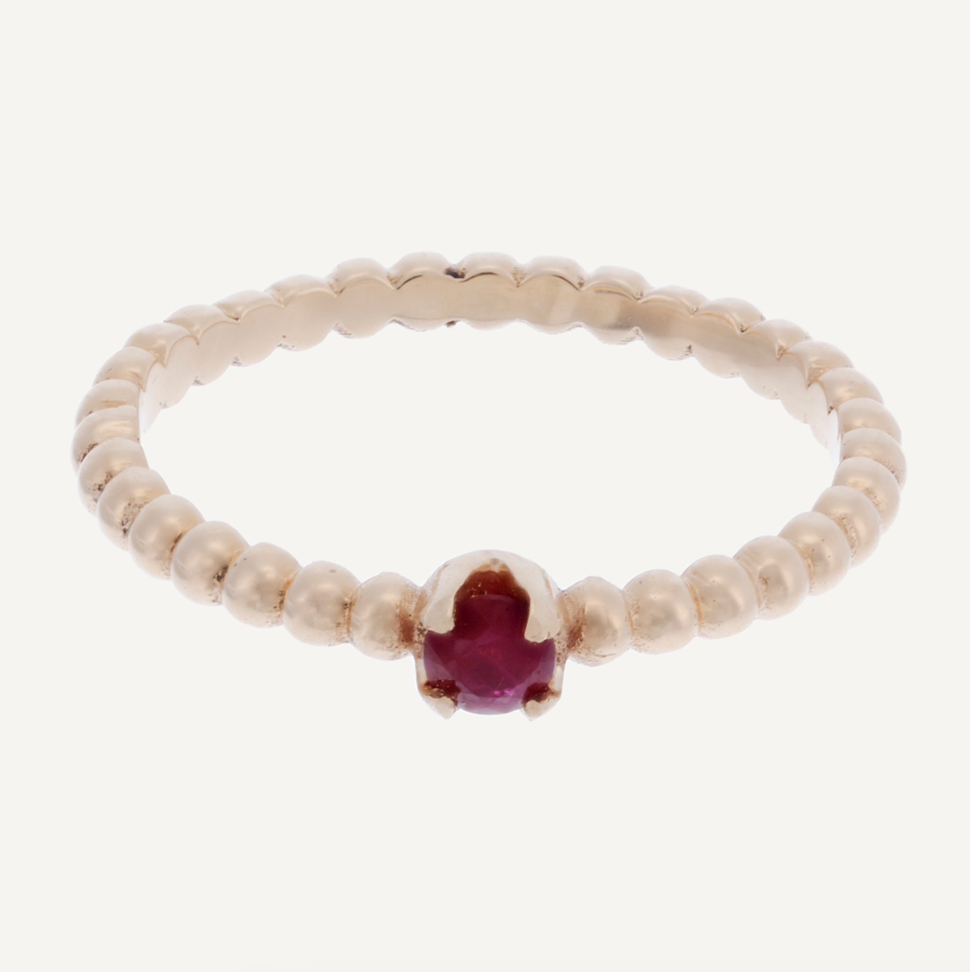 BOLITAS Y PIEDRA RUBI ORO 18K