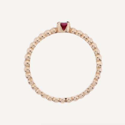 BOLITAS Y PIEDRA RUBI ORO 18K