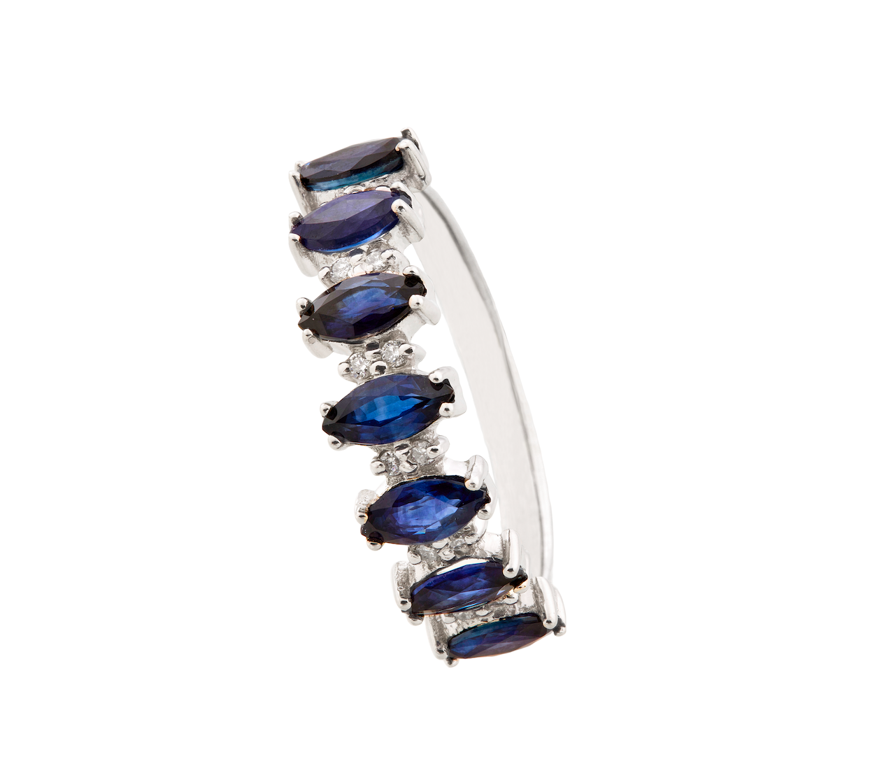 ANILLO ZAFIROS MARQUISSE Y DIAMANTES REDONDOS